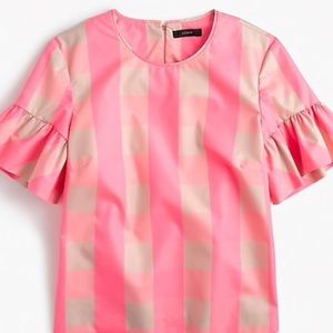J. Crew pink buffalo gingham check ruffle top 2
